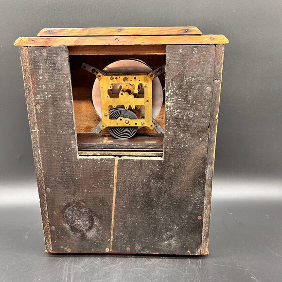 Antique clock Pyrography Wood Burned Carved Wood clock roses - Picture 5 of 10